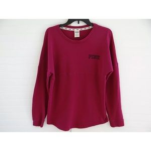 PINK Victoria’s Secret Sweatshirt Sz XS Maroon LOVE PINK Spell Out Pullover Top